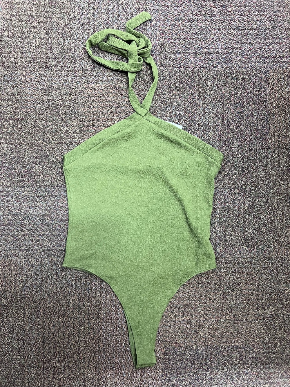 NWT Forever 21 Olive Green Halter Top Bodysuit - Size XL Snap Closure